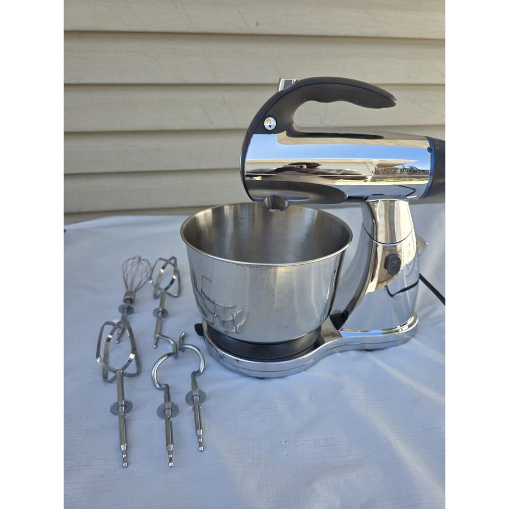 Sunbeam Mixmaster Chrome Black Model 2379 12-Speed Tilt Neck  Stand Mixer W/ Att
